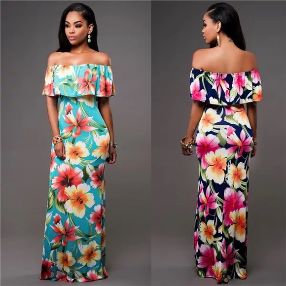 Tropical floral dress DRC103 - Picture 2 of 3